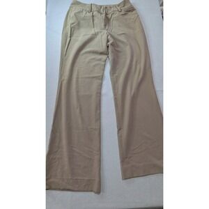 Larry Levine Dress Pants Women 10 Tan Excellent Wide Leg Stretch Trousers